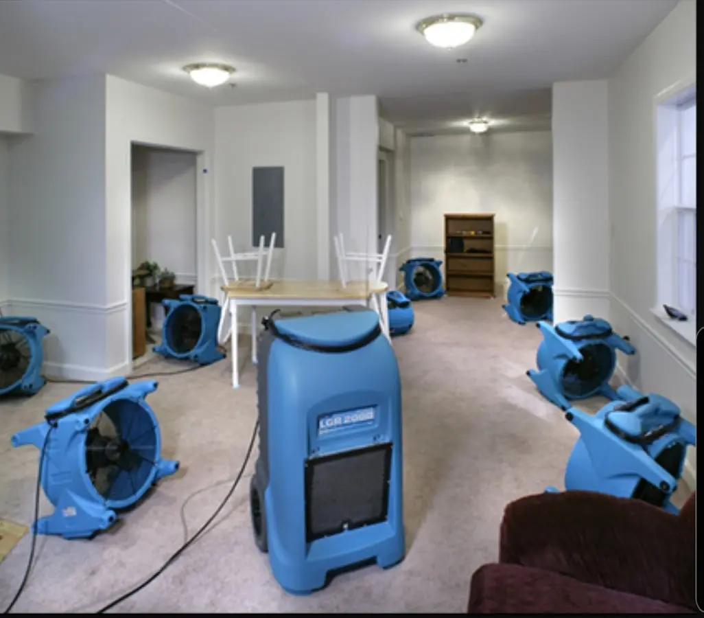 Air movers and dehumidifier setup for Water Extraction & Removal in Palmetto Estates